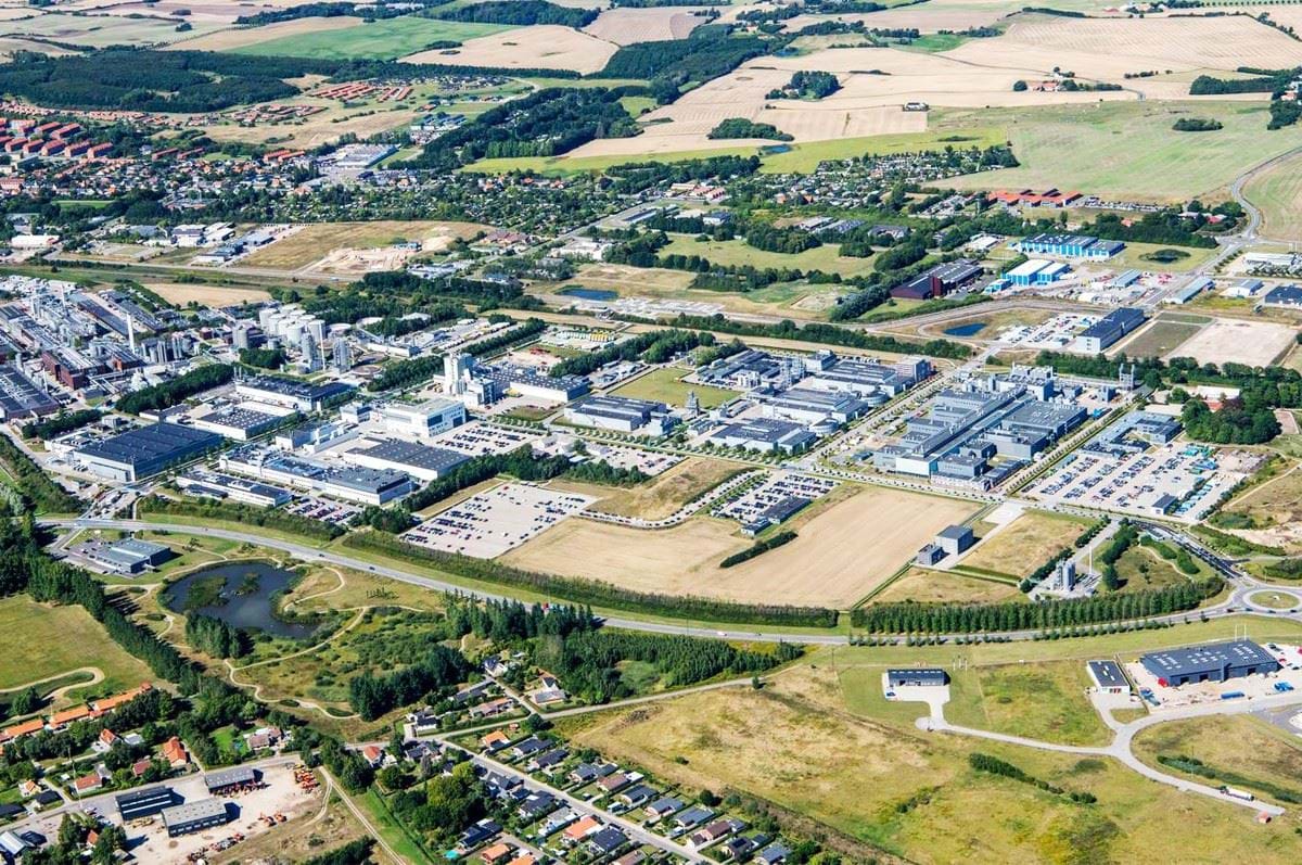 Luftfoto af afgrænset erhvervsområde